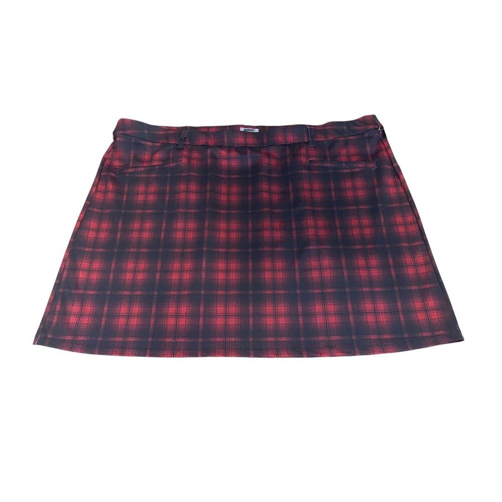 4X Maurices Stretch Plaid Skirt Pockets Red & Black New